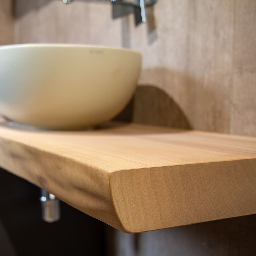 Mensola da bagno in legno massello per lavabo da appoggio Design